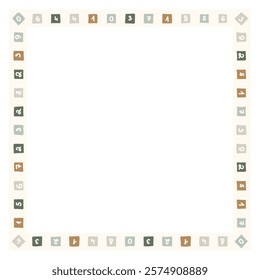 Frame with colorful numbers pattern. Design element for prints, backgrounds, template, web pages and textile pattern.