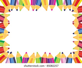 frame of colorful pencils