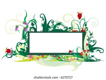 frame in colors with a green border, vector illustration