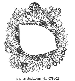 Frame colouring book in black and white color