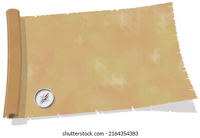 Frame with compass with image of old map Vector illustration