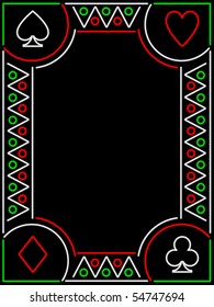 Frame composed of neon playing card graphics