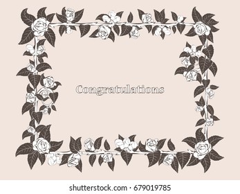 frame for congratulation with roses