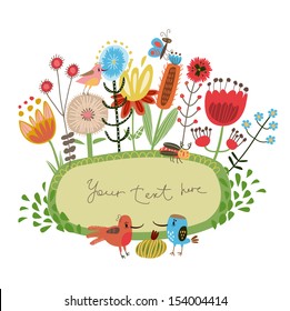 Frame for congratulations with cute characters