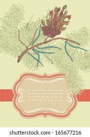 Frame and Coniferous Twig