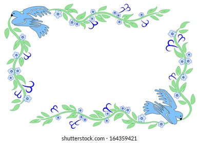 frame consisting of climbing flowers for greeting card.