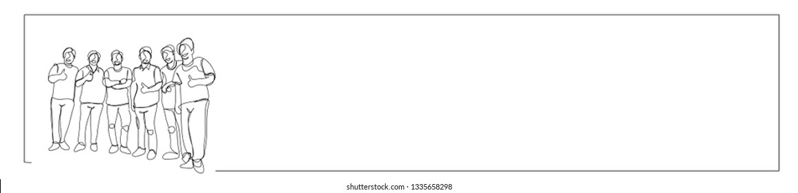 frame - Continuous line drawing of a group of friends  vector illustration
