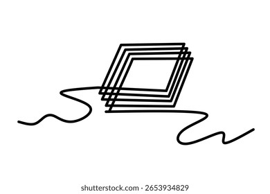 Dibujo de línea continua del marco. Una línea cuadrada apilada 