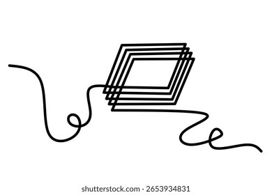 frame continuous line drawing.one stacked square line 