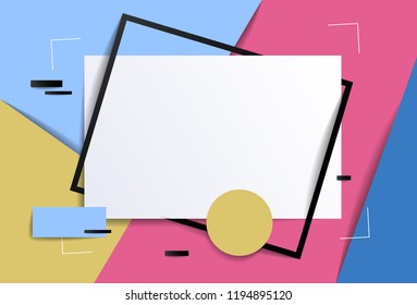 Frame With Copy Space For Text Design Template, Flyer, Poster, Card, Banner, Advertising Layout, Moderate Colors And Geometric Shapes Vector Modern Style Paper Cut 3d Illustration.