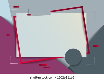 Frame with copy space for text design template, flyer, poster, card, banner, advertising layout, moderate colors and geometric shapes vector modern style paper cut 3d illustration.