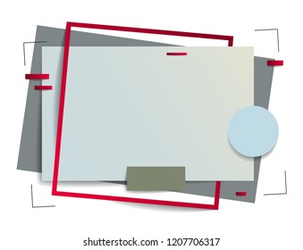 Frame with copy space for text design template, flyer, poster, card, banner, advertising layout, moderate colors and geometric shapes vector modern style paper cut 3d illustration.