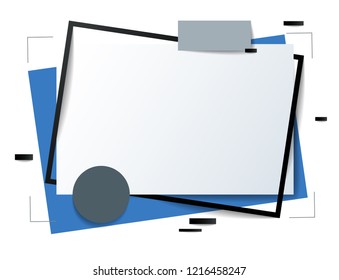 Frame with copy space for text design template, flyer, poster, card, banner, advertising layout, moderate colors and geometric shapes vector modern style paper cut 3d illustration.