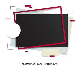 Frame with copy space for text design template, flyer, poster, card, banner, advertising layout, moderate colors and geometric shapes vector modern style paper cut 3d illustration.