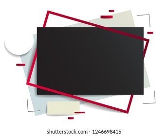 Frame with copy space for text design template, flyer, poster, card, banner, advertising layout, moderate colors and geometric shapes vector modern style paper cut 3d illustration.