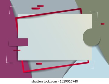 Frame with copy space for text design template, flyer, poster, card, banner, advertising layout, moderate colors and geometric shapes vector modern style paper cut 3d illustration.