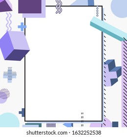 Frame with copy space for text design template, flyer, poster, card, banner, advertising layout, moderate colors and geometric shapes vector modern style paper cut 3d illustration