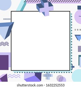 Frame with copy space for text design template, flyer, poster, card, banner, advertising layout, moderate colors and geometric shapes vector modern style paper cut 3d illustration