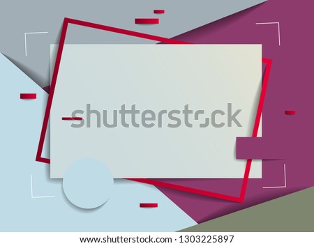 Frame with copy space for text design template, flyer, poster, card, banner, advertising layout, moderate colors and geometric shapes vector modern style paper cut 3d illustration.