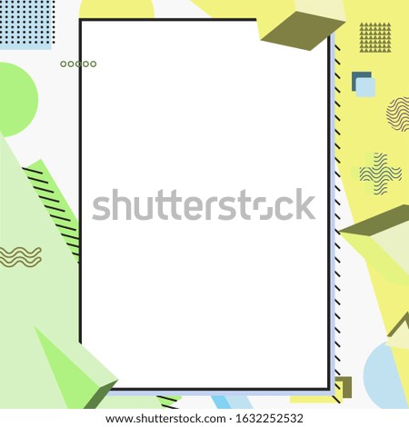 Frame with copy space for text design template, flyer, poster, card, banner, advertising layout, moderate colors and geometric shapes vector modern style paper cut 3d illustration