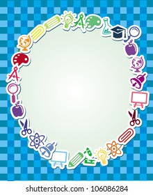 Frame with copy space for text and education and science stickers - vector