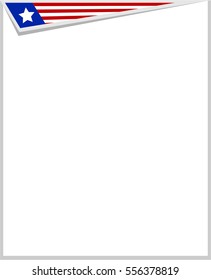 Frame with copy space for text, stylized flag USA for documents, papers, reports.