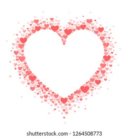 Frame Of Coral Hearts In The Shape Of A Hart. Vector Valentine's Day Greeting Card Or Wedding Invitation