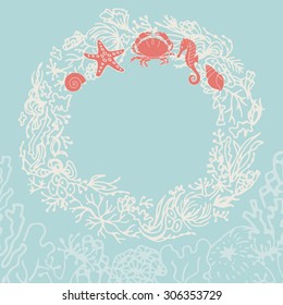 frame of coral and shells