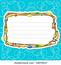 Frame with cord and beads