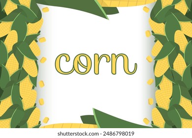 Frame corn banner. Vegetable border corn with copy space