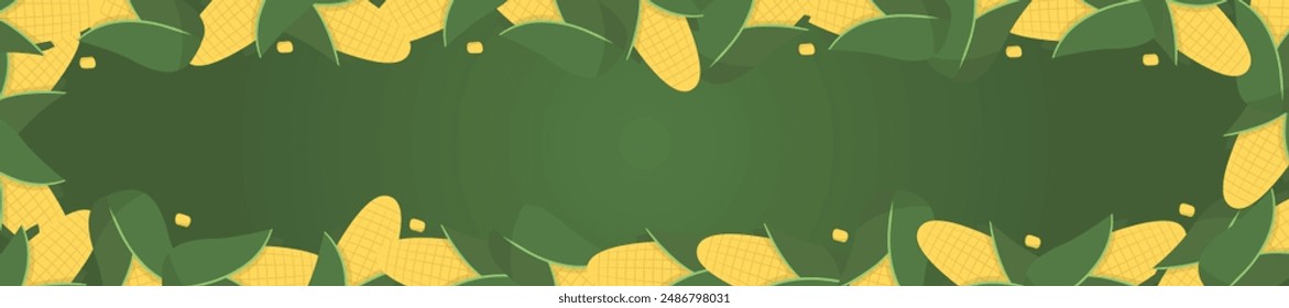 Frame corn banner. Vegetable border corn with copy space