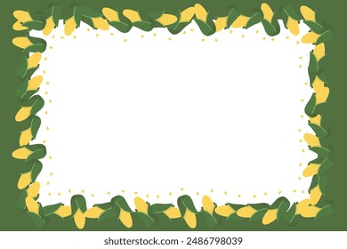 Frame corn banner. Vegetable border corn with copy space