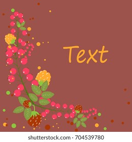 Frame corner of berries on a beard background. vector illustration