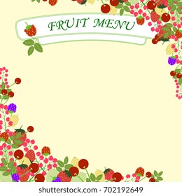 Frame corner of berries on a light background. vector illustration