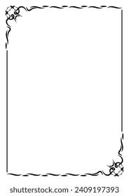 Frame corner and border vector element with calligraphy filigree. Ornament vintage style. Decorative line for frame, page, template, poster, greeting card, invitation, certificate, menu, document.