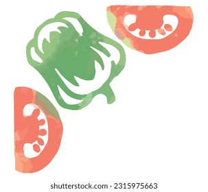 Frame corner with watercolor vegetables. Vector illustration.