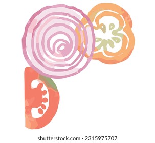 Rahmen Ecke mit Aquarellgemüse. Vektorgrafik.