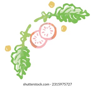 Frame corner with watercolor vegetables. Vector illustration.