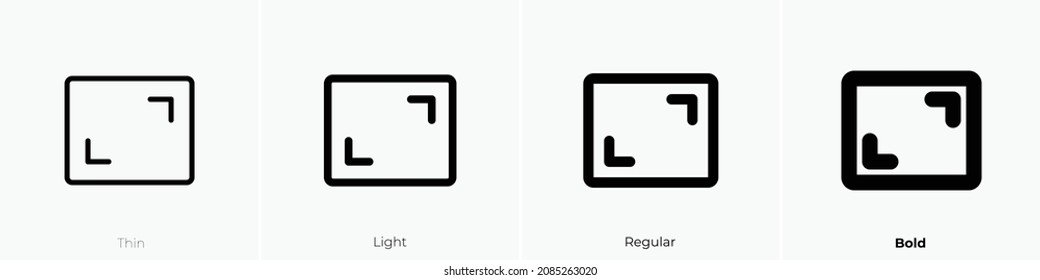 frame corners icon. Thin, Light Regular And Bold style design isolated on white background