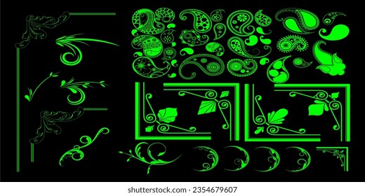 Frame Corners, Rangoli Floral Art  Vector