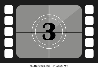 Frame counts with number 3 line icon. Film, footage, filming, preparation, editing, film, cinema, director. Vector icons for business and advertising