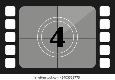 Frame counts with number 4 line icon. Film, footage, filming, preparation, editing, film, cinema, director. Vector icons for business and advertising