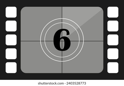 El cuadro cuenta con el icono de línea número 6. Película, filmación, preparación, edición, cine, director. Iconos vectores para empresas y publicidad