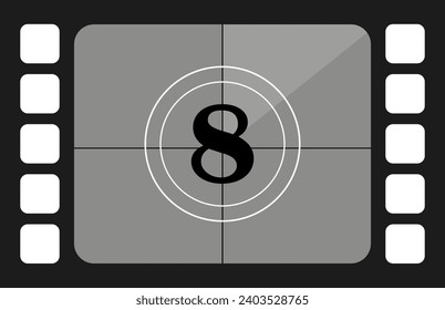 Frame counts with number 8 line icon. Film, footage, filming, preparation, editing, film, cinema, director. Vector icons for business and advertising