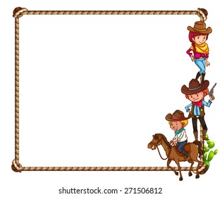 Frame of cowboy theme on white background