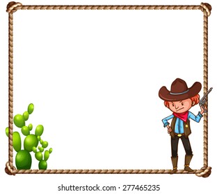 Frame of cowboy theme on white background