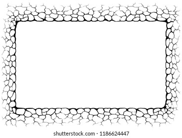 Frame with cracks. Concrete wall Texture design in square with stone polygon style.
