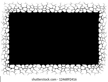 Frame with cracks. Concrete wall Texture design in square with stone pattern polygons style.