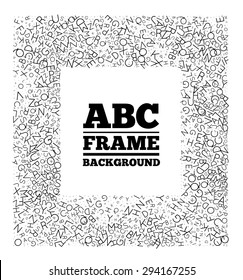 Frame created from the letters of different sizes. It can be used to design tests, polls, articles and other text infographics. Vector illustration