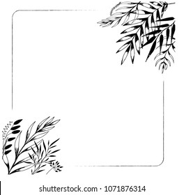 frame created out of hand drawn floral elements. Hand sketched vector illustration.  Perfect for invitations, greeting cards, quotes, blogs, Wedding Frames, posters